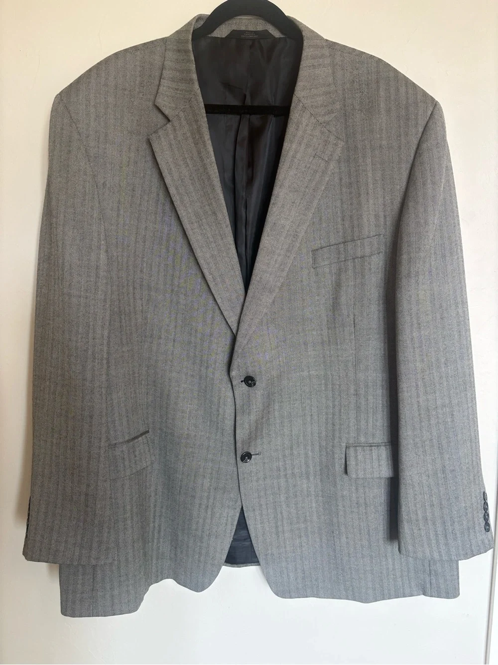Haggar Men's 52L Gray Herringbone 100% Wool Sport Coat 2 Button Classic